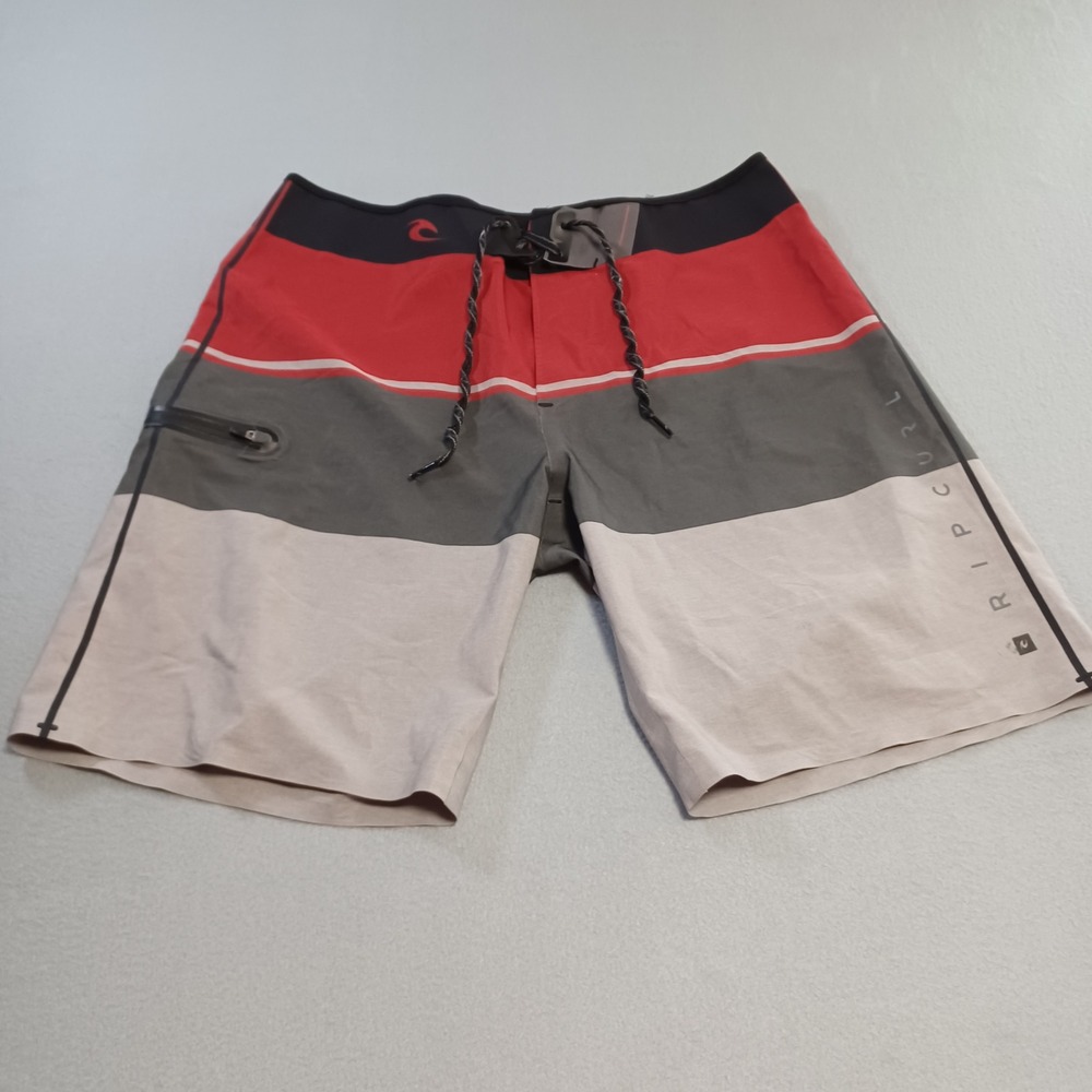 Rip Curl Mirage Mick Fanning Board Shorts Men 32 Red Grey Colorblock Swim Trunks